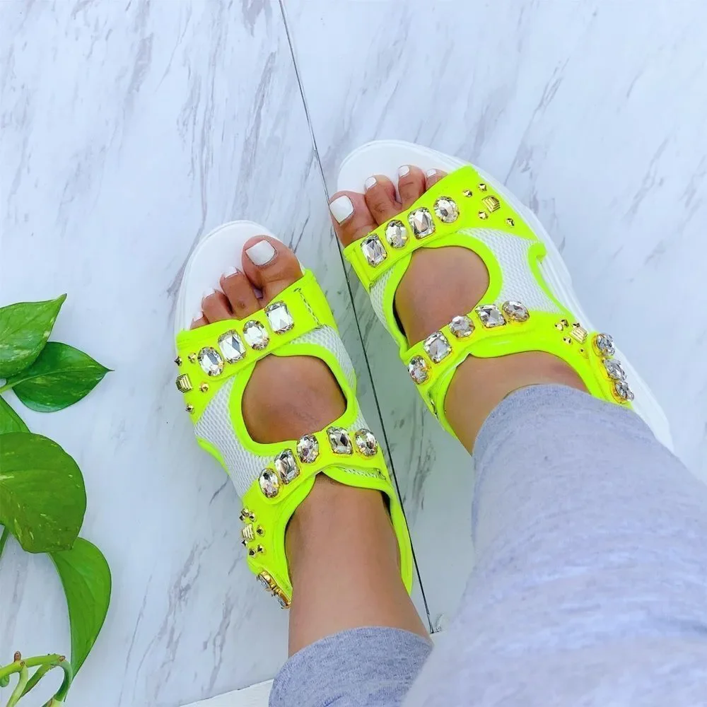 Neon Lime Big Jewel Man Sandals